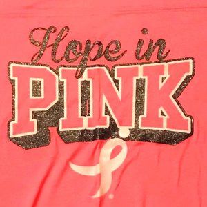 SUSAN G KOMEN BREAST AWARENESS LADIES T SHIRT HOPE FIGHT CURE PINK V NECK  L
